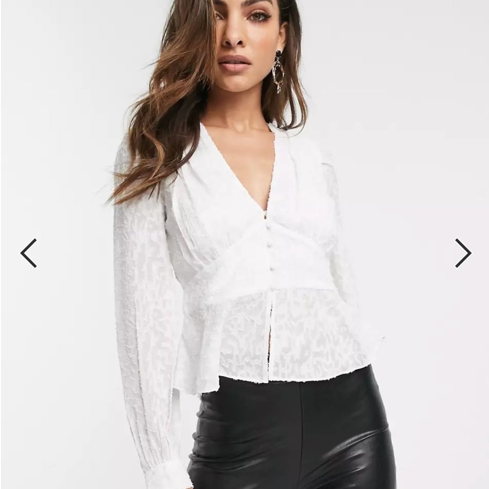 French Connection button down long sleeve devore blouse size 4
